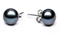 Klassischer Perlenohrstecker schwarz rund 7.5-8 mm, Sicherheitsverschluss 925er Silber, Gaura Pearls, Estland